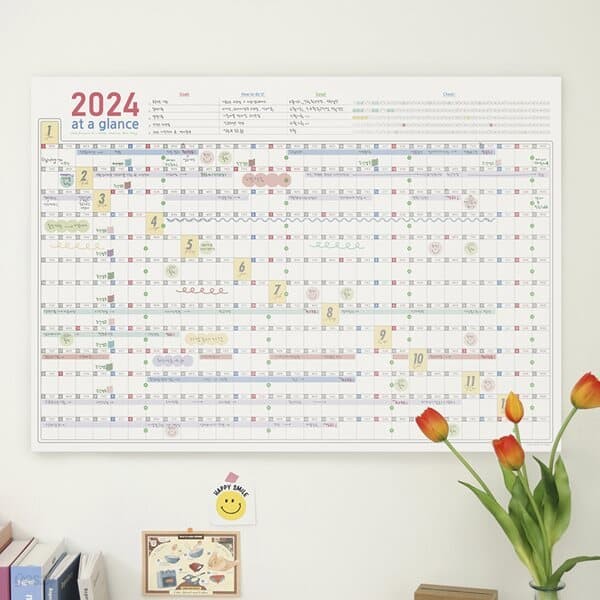 비팬시 2024 릴레이 포스터 캘린더 (음력 연력 한장 낱장 대형 연간 달력 2024년)