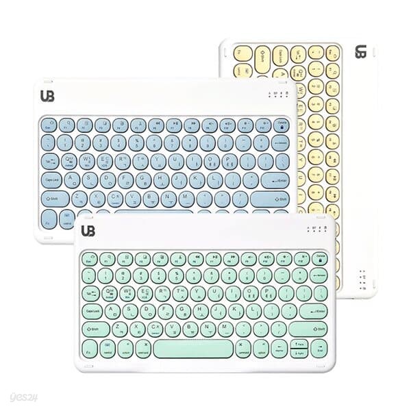 UB 10인치 BK2 라운드 레트로 동글 키캡 멀티페어링 슬림 블루투스 키보드