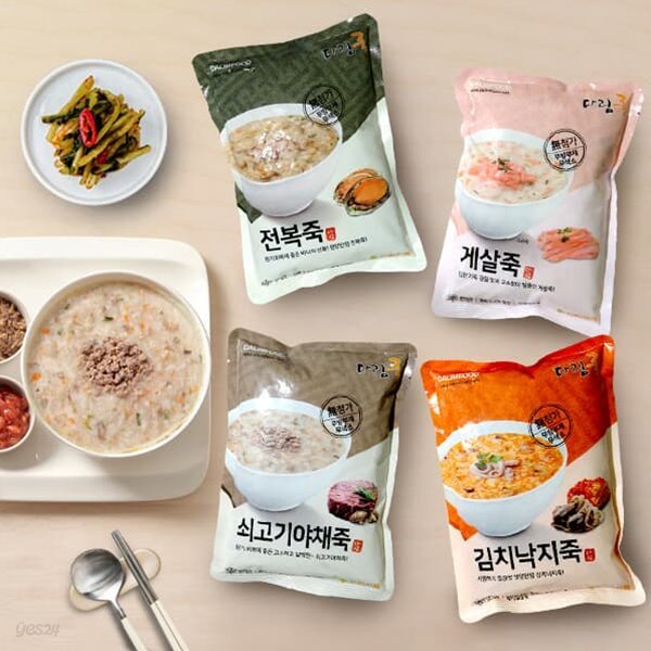 [다림푸드] 전복죽 500g+게살죽 500g+김치낙지죽 500g+쇠고기야채죽 500g