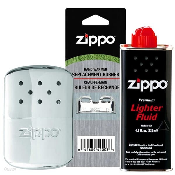 ZIPPO 핸드워머 포켓 손난로 크롬 3종세트 (손난로,화구,오일)