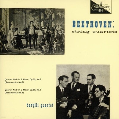 Beethoven : String Quartet No. 8 In E Minor Op.59-2 (Rasoumovsky No.2 & 3) - 바릴리 사중주단 (Barylli Quartet) (일본발매)