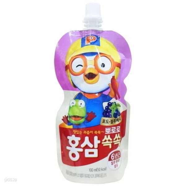 뽀로로 홍삼쏙쏙 포도블루베리 100ml/10개