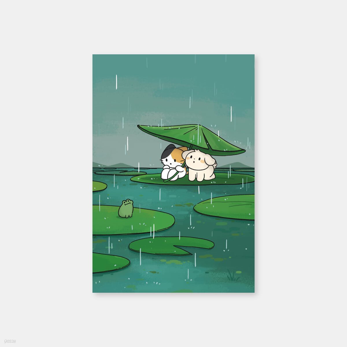 개구리와 호수 삼색리리 캐릭터 엽서