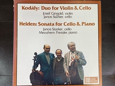 [LP] 야노스 슈타커,요세프 긴골드,메나헴 프레슬러 - Kodaly Duo For Violin & Cello LP [U.S반]