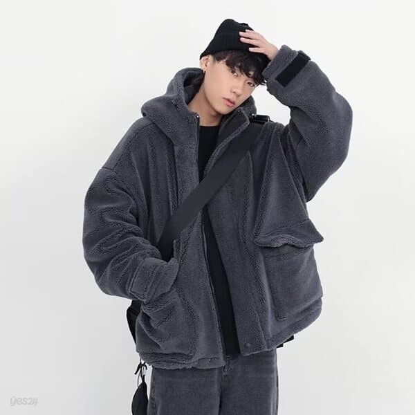 밍크 퍼 남자 후리스 집업 자켓 겨울 두꺼운 뽀글이 오버핏 점퍼 FLJCK3