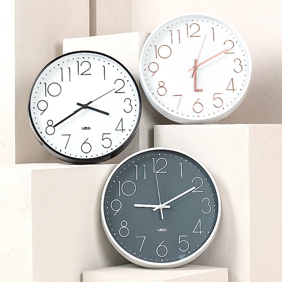 [레토] 무소음 벽시계 플랫 거실 인테리어 벽걸이 시계 LPC-C08