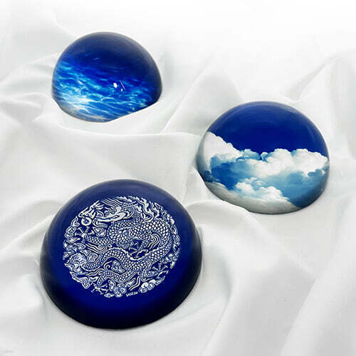 [2개] 승승장구 기원, 승천하는 구름+청룡 크리스탈 문진