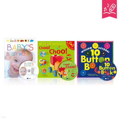 [ο] ̺ 3 (Baby's Busy World+Choo Choo+10 button book)