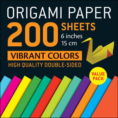 Origami Paper 200 Sheets Vibrant Colors 6 (15 CM): Double-Sided Origami Sheets Printed with 12 Different Patterns (Instructions for 5 Projects Include