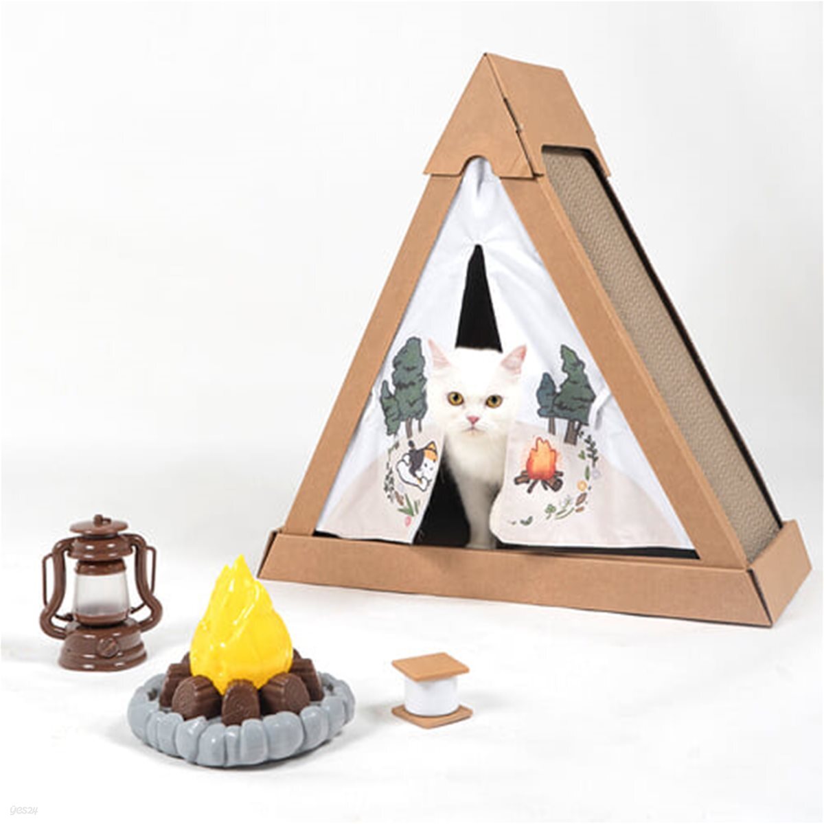 삼색이 오두막 텐트 대형 스크래쳐