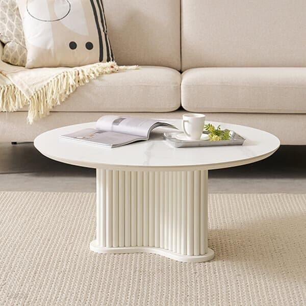 세라믹 템바보드 소파 테이블 거실 탁자 원형 곡선 디자인 쇼파테이블 800