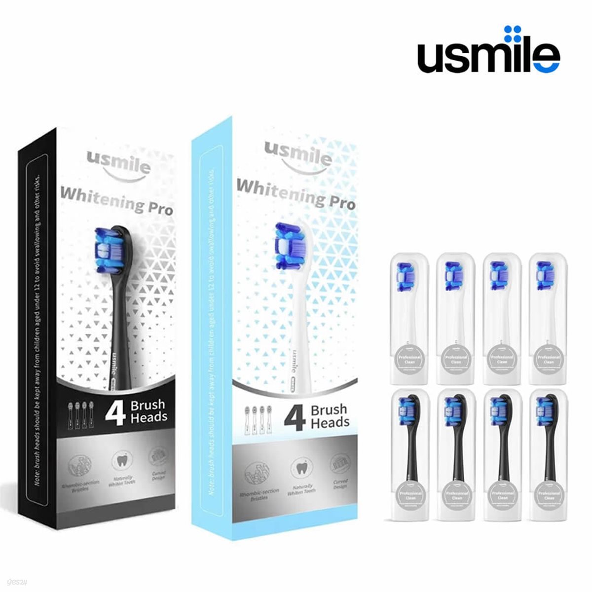 Usmile 유스마일 전동칫솔 전용 스마트 화이트닝 프로 PCB01 리필 칫솔모 (4개입)