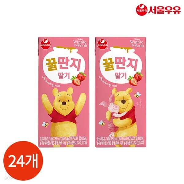 서울우유 딸기 꿀단지 우유 180ml x 24개