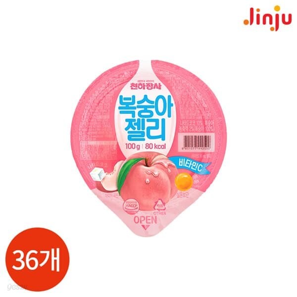 진주 천하장사 복숭아 젤리 컵 100g x 36개