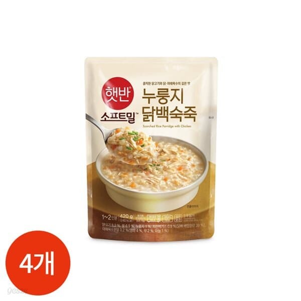 CJ 누룽지 닭백숙 죽 420g x 4개