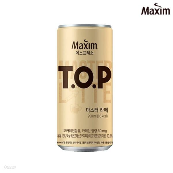 동서 맥심 커피 TOP 티오피 캔커피 마스터라떼 200ml 24개