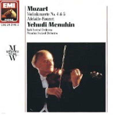 Yehudi Menuhin / Mozart : Violinkonzerte No. 4, 5 & Adelaide-Konzert (수입/CDZ2521402)