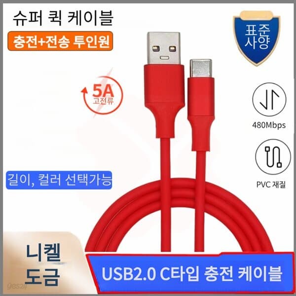 프로 USB2.0 5A C타입 충전 케이블