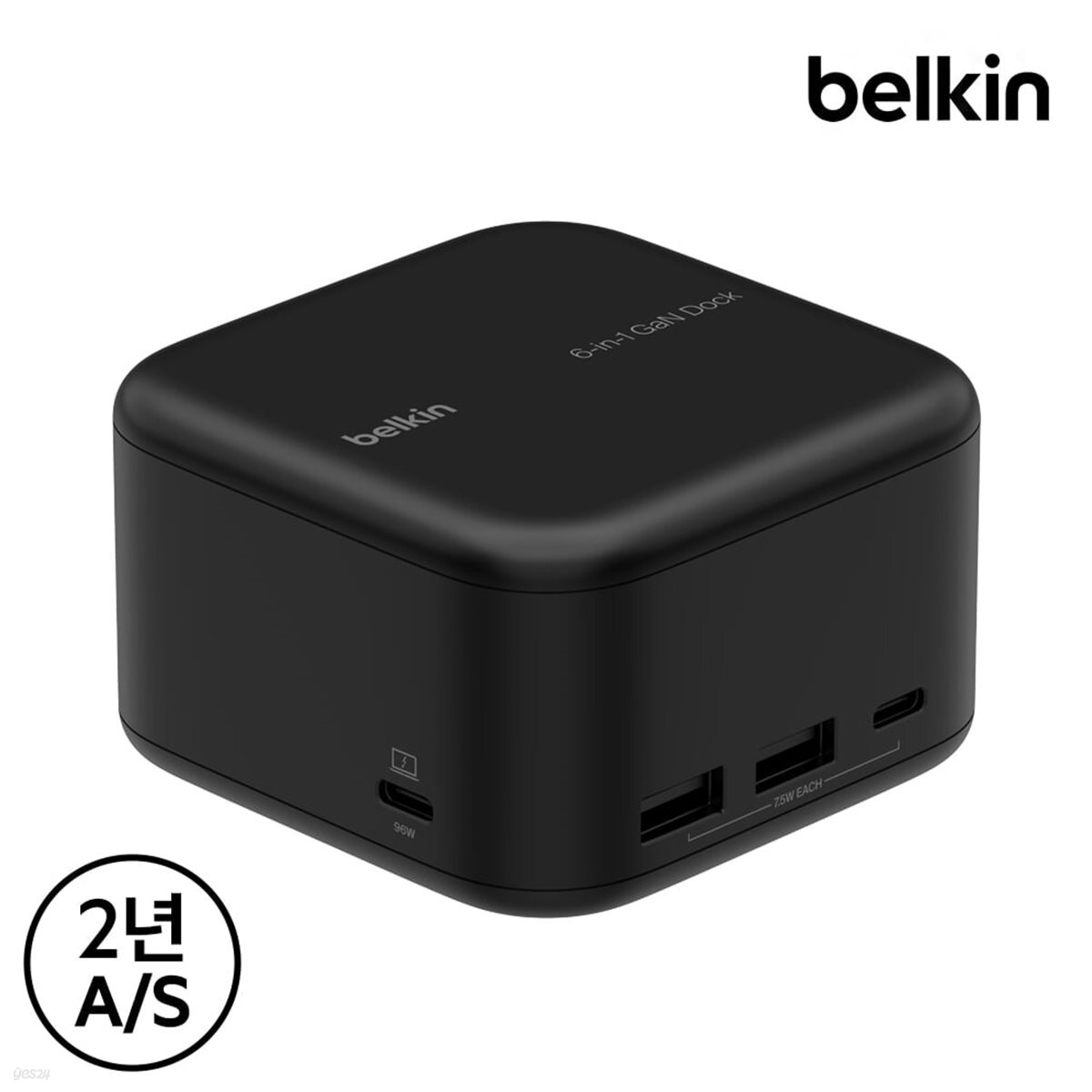 벨킨 6in1 코어 GaN 독 130W C타입 멀티허브 도킹스테이션 4K 기가비트 이더넷 INC018