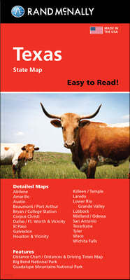 Rand McNally Easy to Read: Texas State Map