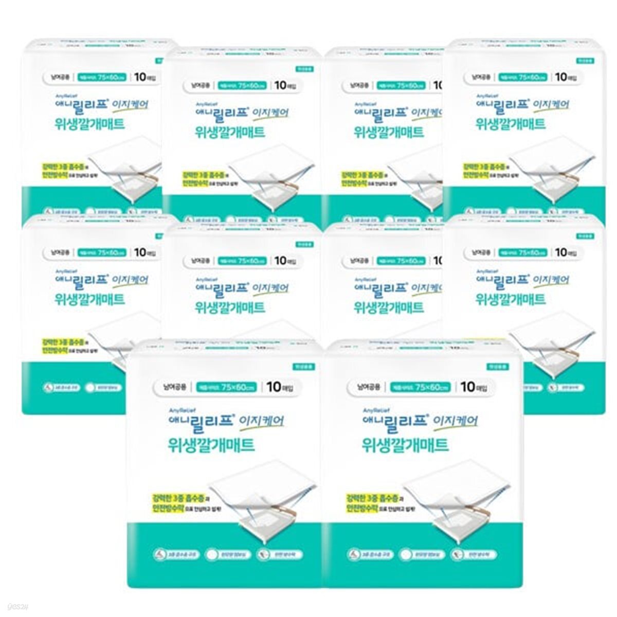 [성인기저귀]애니릴리프 이지케어 시니어(남여공용) 위생 깔개매트 10매입 10팩