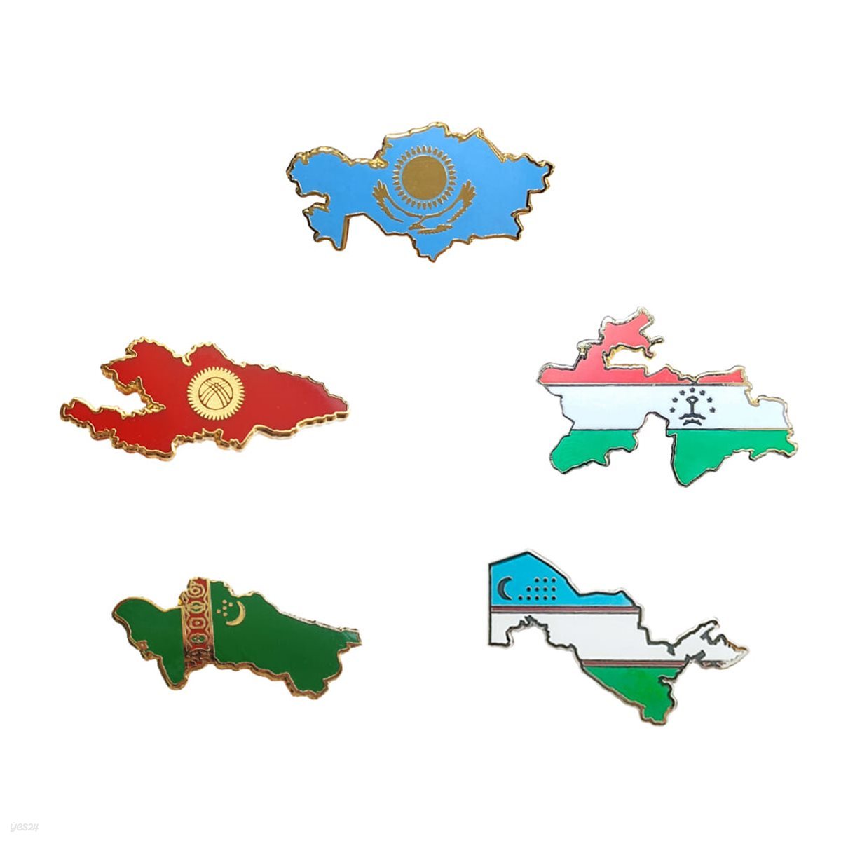 중앙아시아 5개국 지도 뱃지 컬렉션