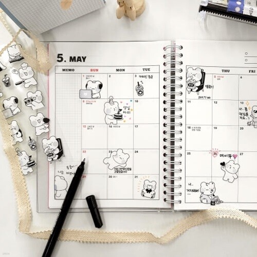 [예스24배송] 흑백 데일리놀자곰1 씰스티커