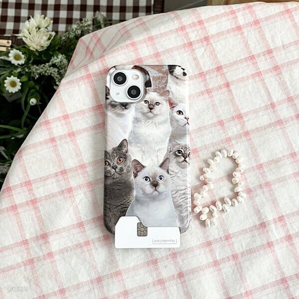 meow cat friends 아이폰 14 프로 맥스 케이스 카드 수납 하드