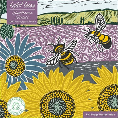 Adult Sustainable Jigsaw Puzzle Kate Heiss: Sunflower Fields: 1000-Pieces. Ethical, Sustainable, Earth-Friendly