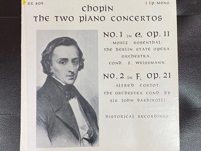 [LP] 모리츠 로젠탈,알프레드 코르토 - Moriz Rosenthal, Alfred Cortot - Chopin The Two Piano Concertos LP [U.S반] 