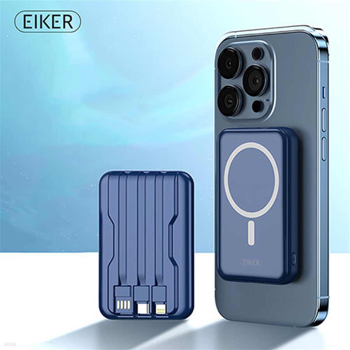 EIKER 맥세이프 마그네틱 유무선 겸용 미니 일체형보조배터리 10000mAh 4 color