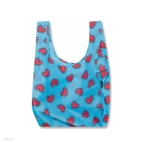 [바쿠백] 휴대용 장바구니 접이식 시장가방 Keith Haring Hearts