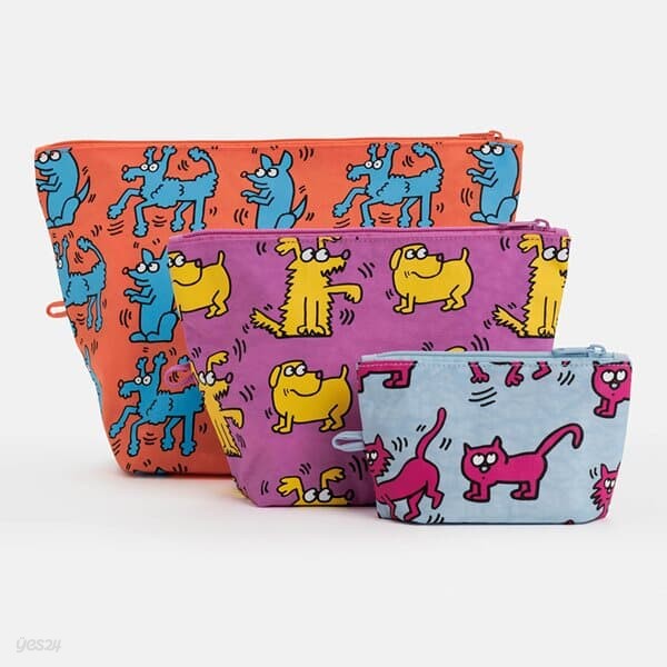 [바쿠백] 고 파우치 3size 세트 Keith Haring Pets