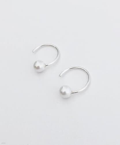 (silver925) round pearl earring