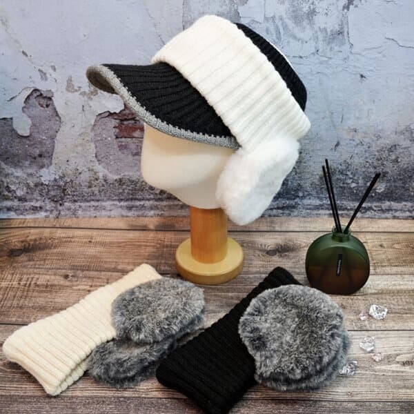 여성 겨울 골프 썬캡 밴드 귀마개 귀도리 귀달이 방한 니트 모자