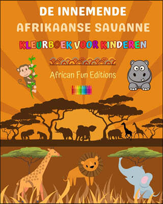 De innemende Afrikaanse savanne - Kleurboek voor kinderen - Grappige tekeningen van schattige Afrikaanse dieren