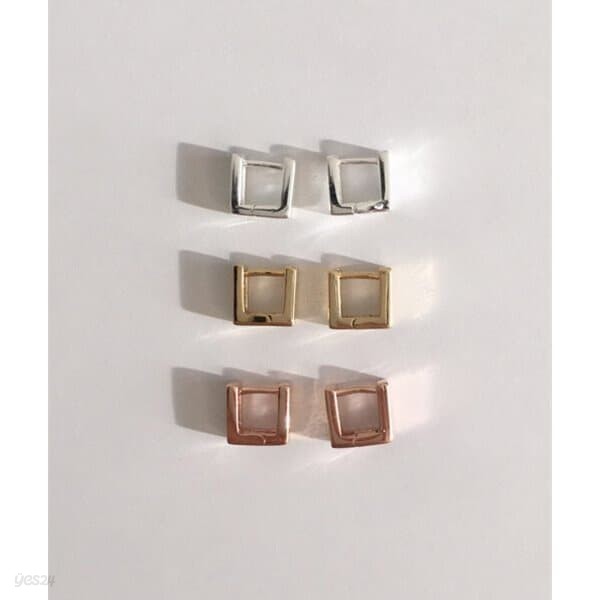 (silver925) square onetouch earring