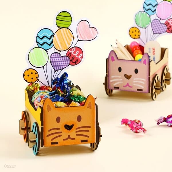 아트랄라 야옹이 씽씽카 만들기 고양이 자동차 우드 공작 조립하기 어린이 미술