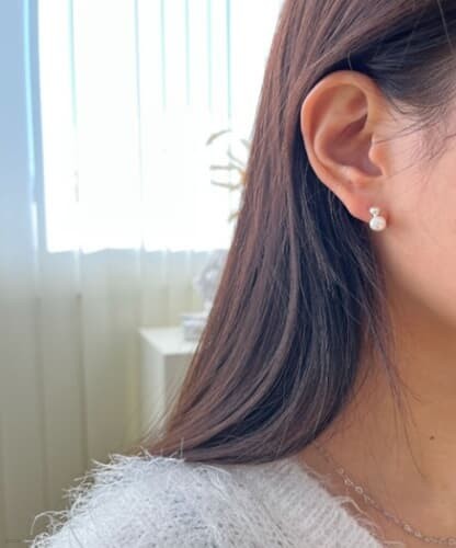 (silver 925) pearl snowman earring