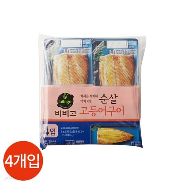 CJ 비비고 순살 고등어 구이 60g x 4개