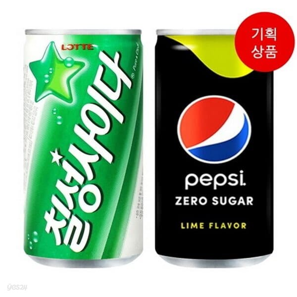 칠성사이다190ml(12캔+펩시제로라임190ml(18캔