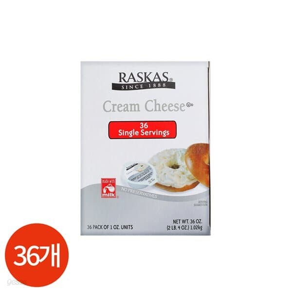 RASKAS 라스카스 크림치즈 스프레드 28g x 36개 - 예스24