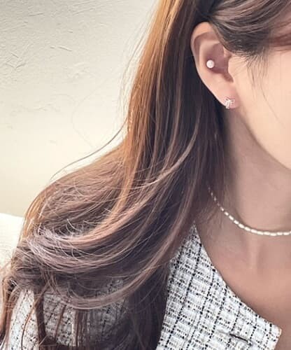 (silver 925) ribbon onetouch earring