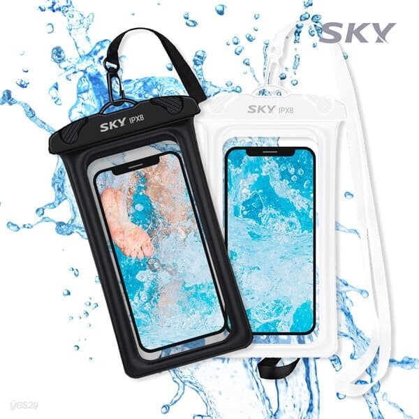 스카이 IPX8 터치 4중잠금 물에뜨는 에어쿠션 핸드폰 방수팩+목걸이