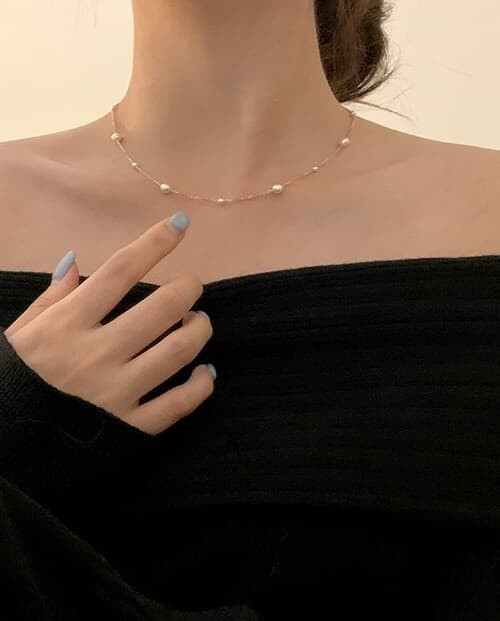 [925 Silver] Pearl Salt Necklace A 40