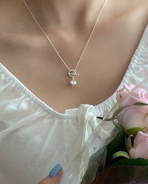 [925 silver] heart toggle necklace A 18