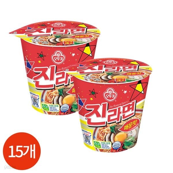 오뚜기 진라면 컵 매운맛 65g x 15개