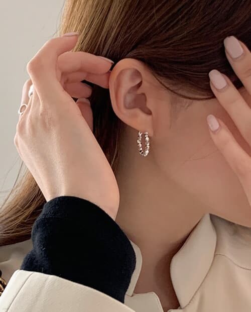 [925 Silver] Dot silver earrings E 197