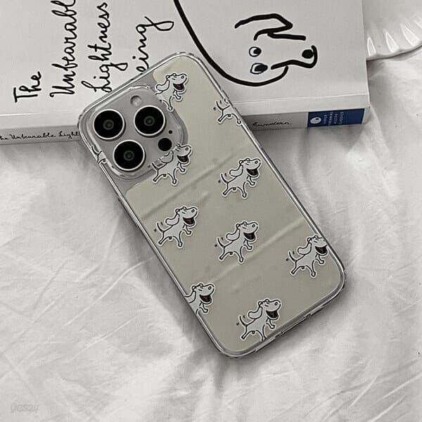 [유기견후원] 어나덜도그 패턴 디자인 아이폰 15 프로 맥스 케이스 미러 클리어 젤리