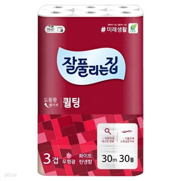 잘풀리는집 퀼팅 마일드 화장지 3겹 30m/60롤